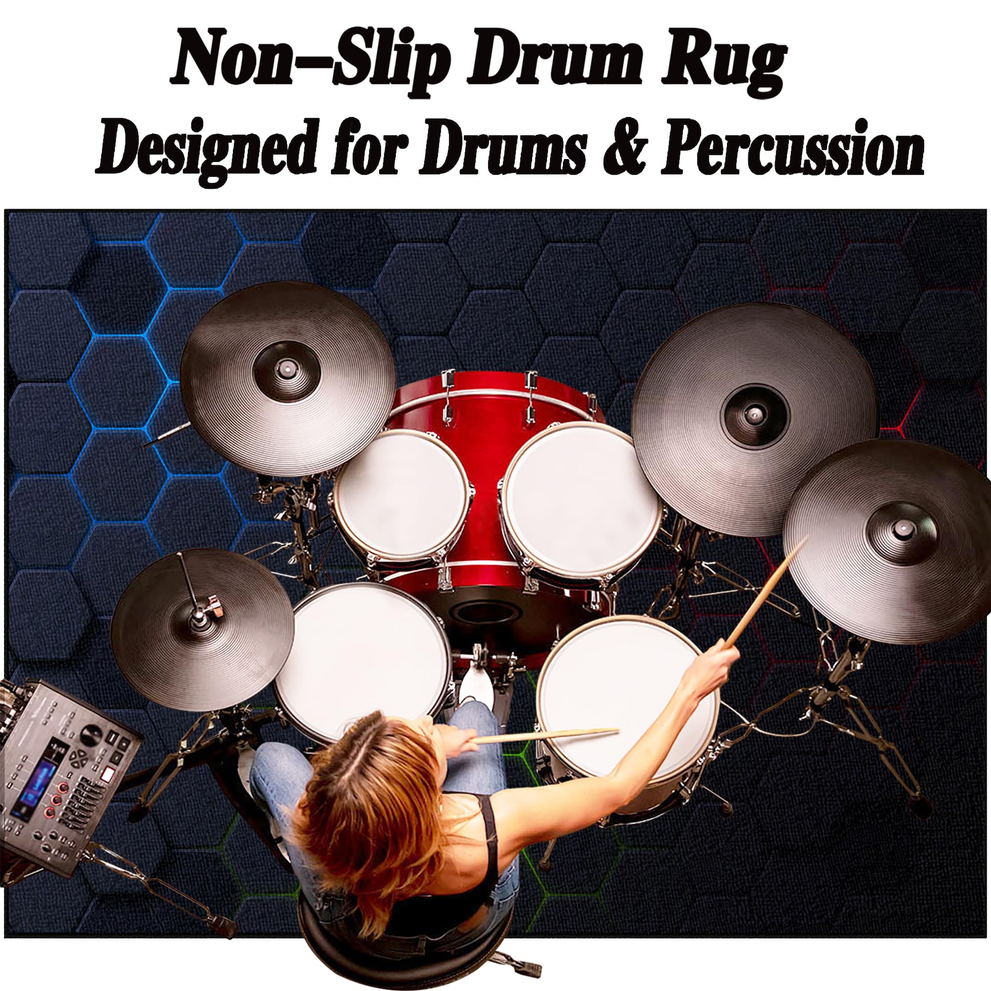Dywan z baterią akustyczną, dźwiękoszczelny dywanik z baterią, elektroniczny dywanik do bębna basowego, antypoślizgowy do bębna basowego i innych elementów zestawu dywaników do dywanika 180 x 140 cm