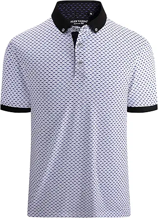 Alex Vando Mens Polo Shirts Short Sleeve Regular Fit Fashion Designed Shirt