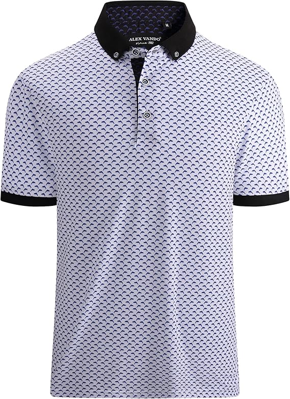 Alex Vando Mens Polo Shirts Short Sleeve Regular Fit Fashion Designed Shirt