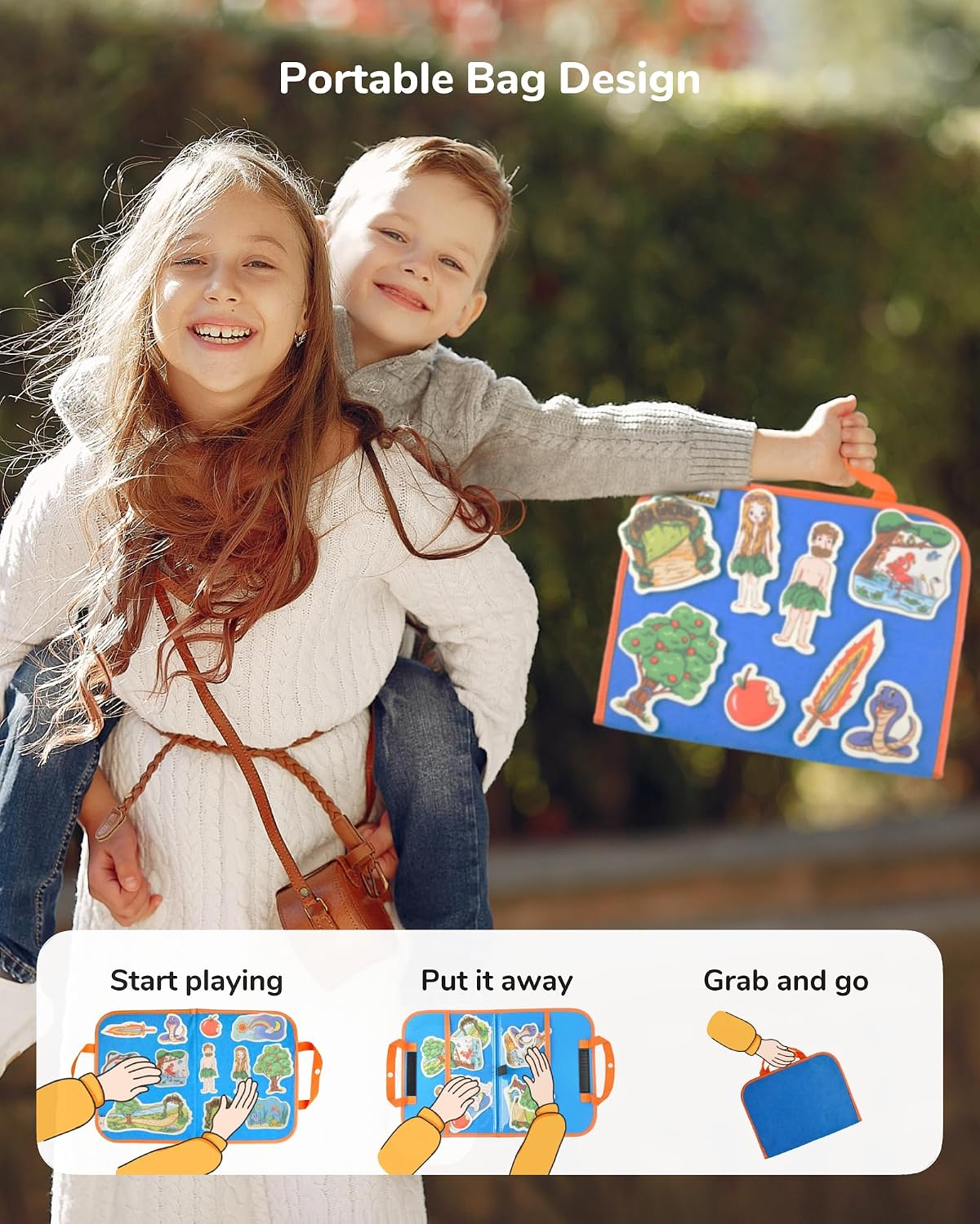 CHEFAN 12 Pack Felt Board Bible Stories Pieces，Flannel Board Stories for Preschool Activities Included a Felt Bag