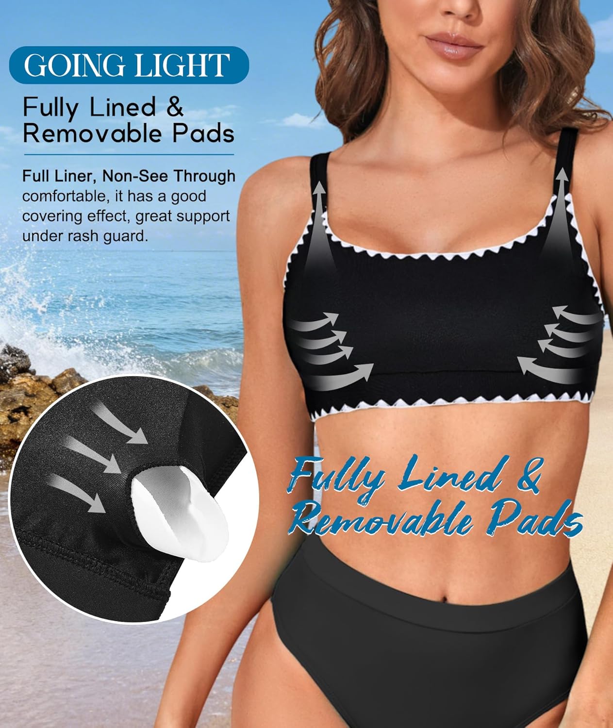 Sports Bikini Tops for Women Swim Bra Wirefree Workout Swimsuit Top Comfortable Support for Swimming, Beach, Active Wear - Image 6