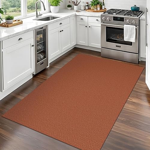 Vista 129 de EARTHALL - Tapete tejido lavable con parte trasera de goma, tapete trenzado de algodón antideslizante para interiores para entrada, pasillo, cocina