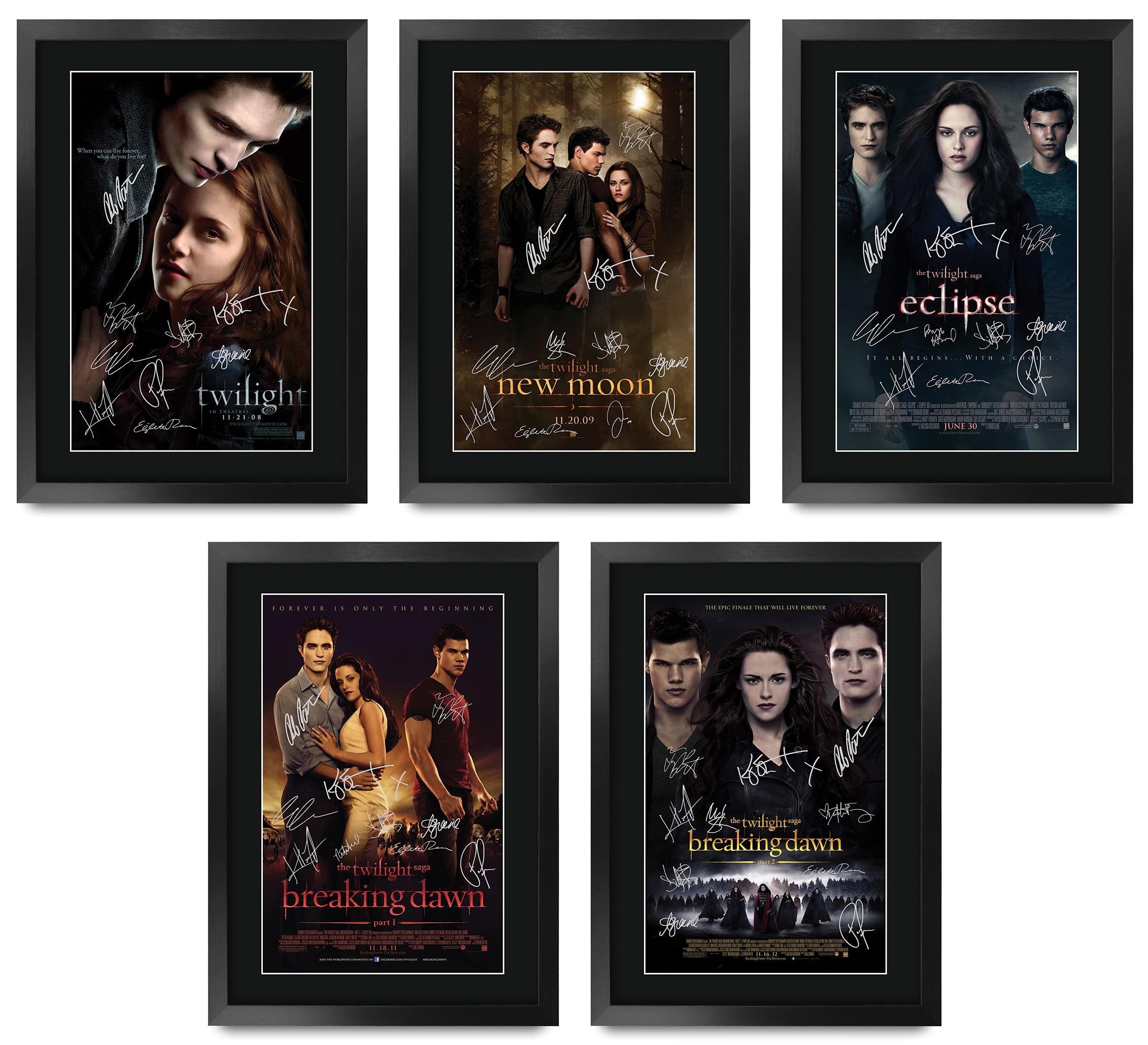 HWC Trading FR A3 Twilight-Kollektion Kristen Stewart, Robert Pattinson Gedrucktes Poster Signiertes Autogramm-Bild für Film-Memorabilia-Fans - A3 Gerahmt