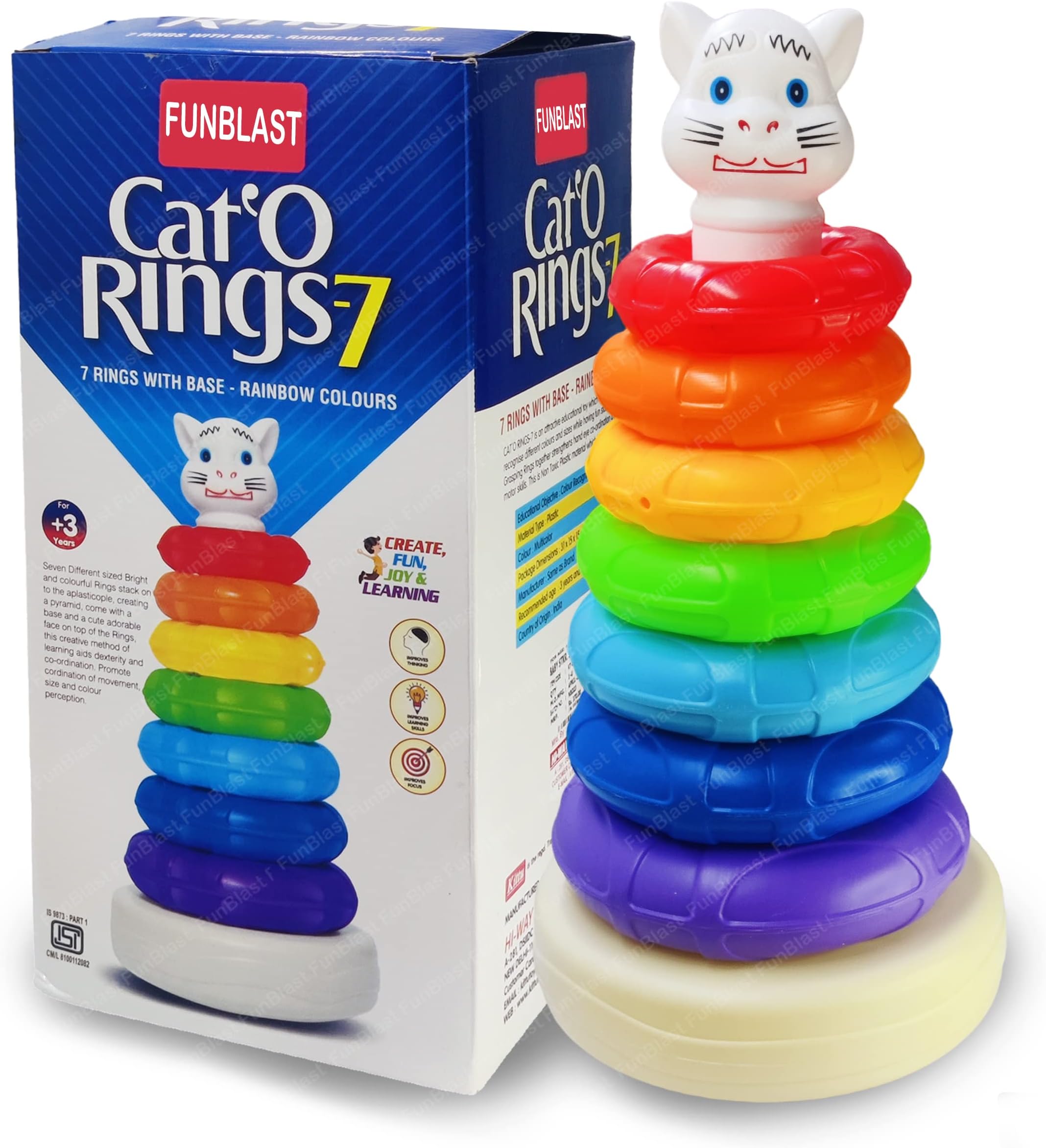 FunBlast Rainbow Stacking Rings Tower Toys Colorful Rainbow Sorting