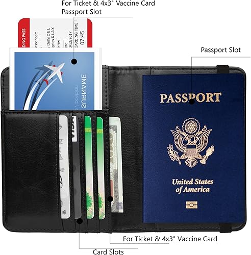 Miniatura 5 de GDTK - Portapasaportes de piel, funda para pasaporte con bloqueo RFID - Cartera para documentos de viaje, m