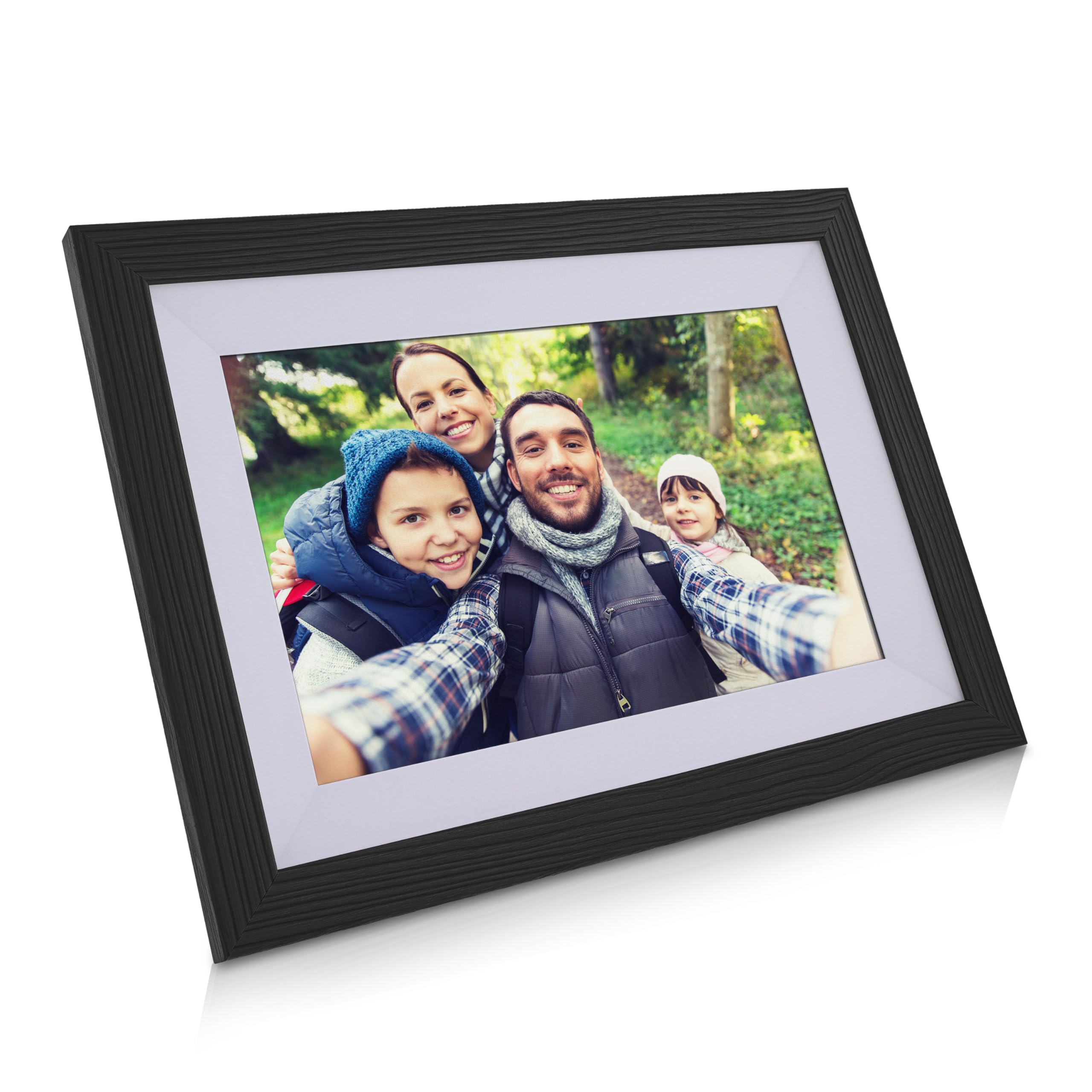 InLine WiFRAME 2 55821H Cadre photo numérique avec 3 cadres amovibles en bois de noyer WiFi 10,1" avec fonction tactile 1920 x 1200 cm Mémoire 16 Go Partagez vos moments instantanément de n'importe où