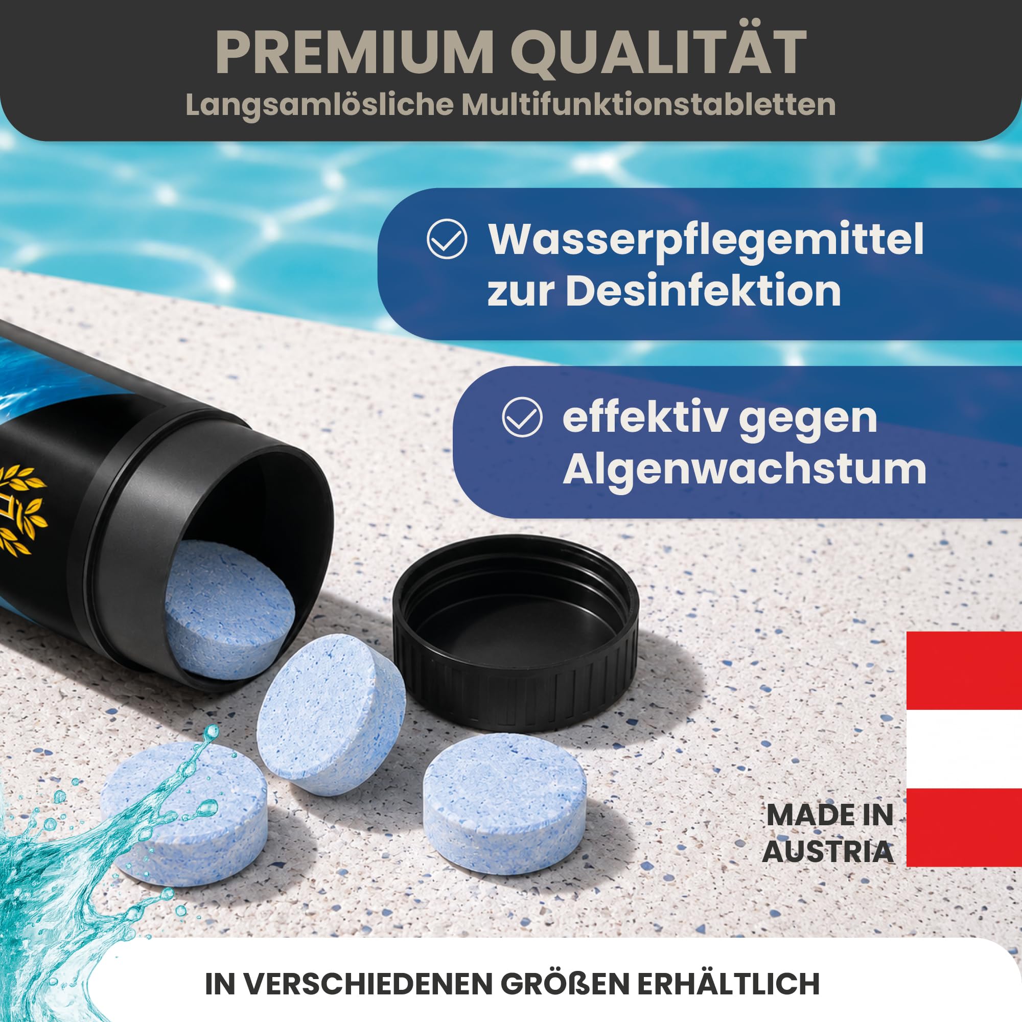 HAF Pool Chlor-Tabletten (1 x 5 kg Eimer) – langsam lösliche Chlortabletten (20g pro Stück) | Chlor Multitabs 5 in 1 für Poolpflege, Desinfektion, Algenvorbeugung & hygienisch klares Poolwasser
