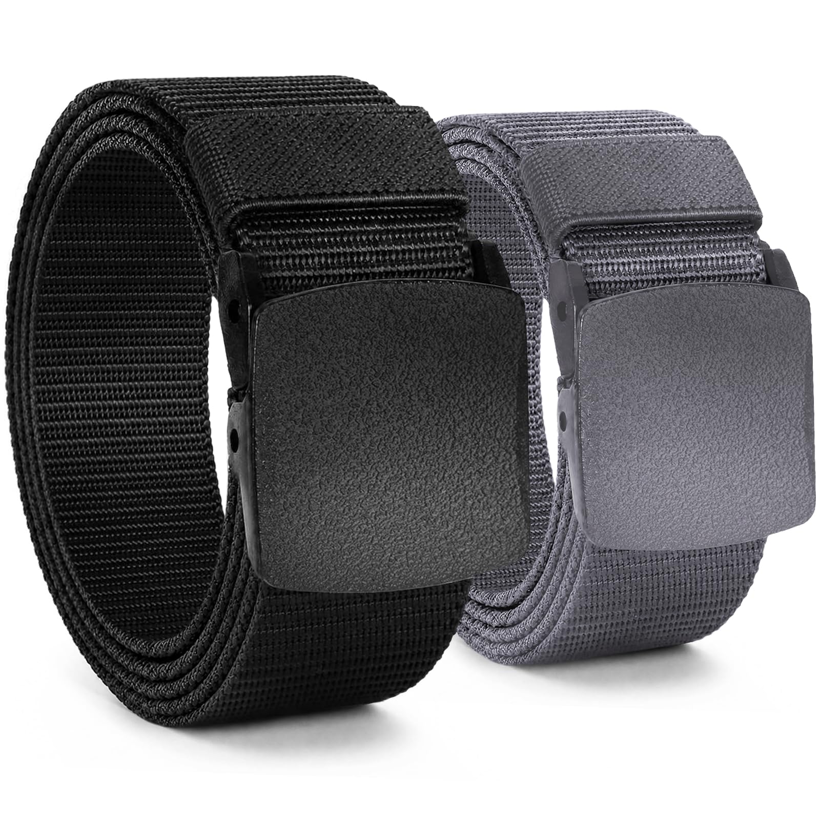 2er Unisex Gürtel Nylon Canvas Arbeitsgürtel für Damen und Herren, Stufenlos Verstellbarer Stoffgürtel, Länge 130 cm, Breite ca. 3,8 cm, mit Plastikschnalle MEHRWEG