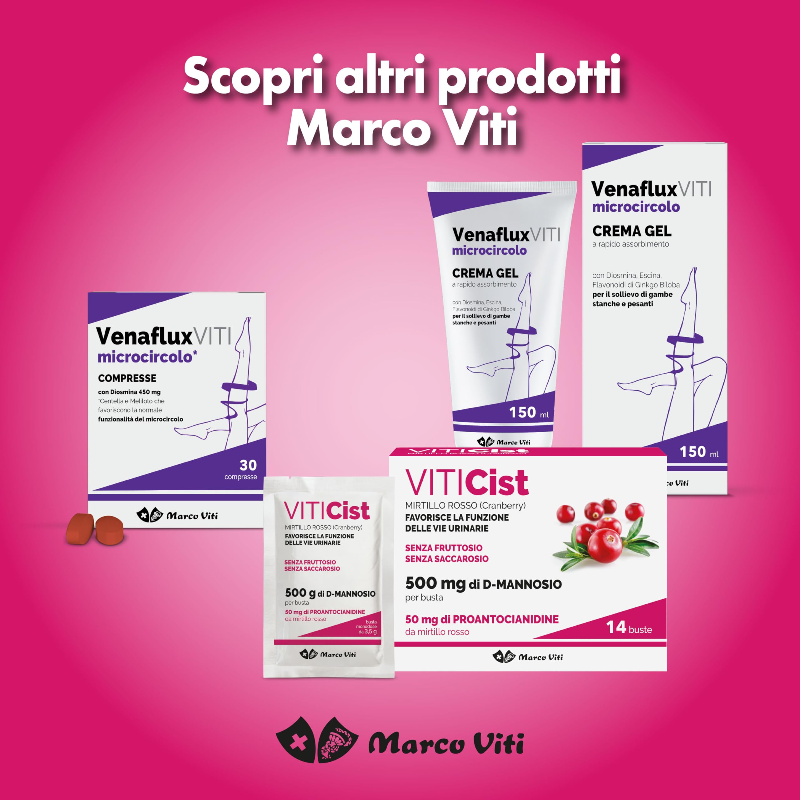 Marco Viti Viticist Kit Integratore con Cranberry e D-Mannosio + Detergente Intimo Lenitivo, 14 Bustine da 3,5 g + 250 ml, Supporto Vie Urinarie, Senza Glutine e Lattosio