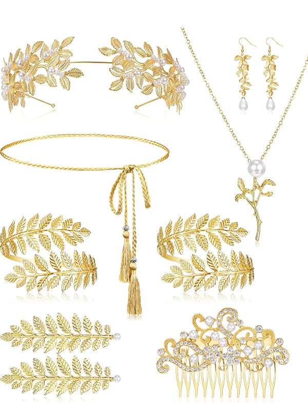Xinnun 9 Pcs Greek Goddess Costume Accessories toga ornaments Set,Charming by Xinnun - Used condition - US$15.89