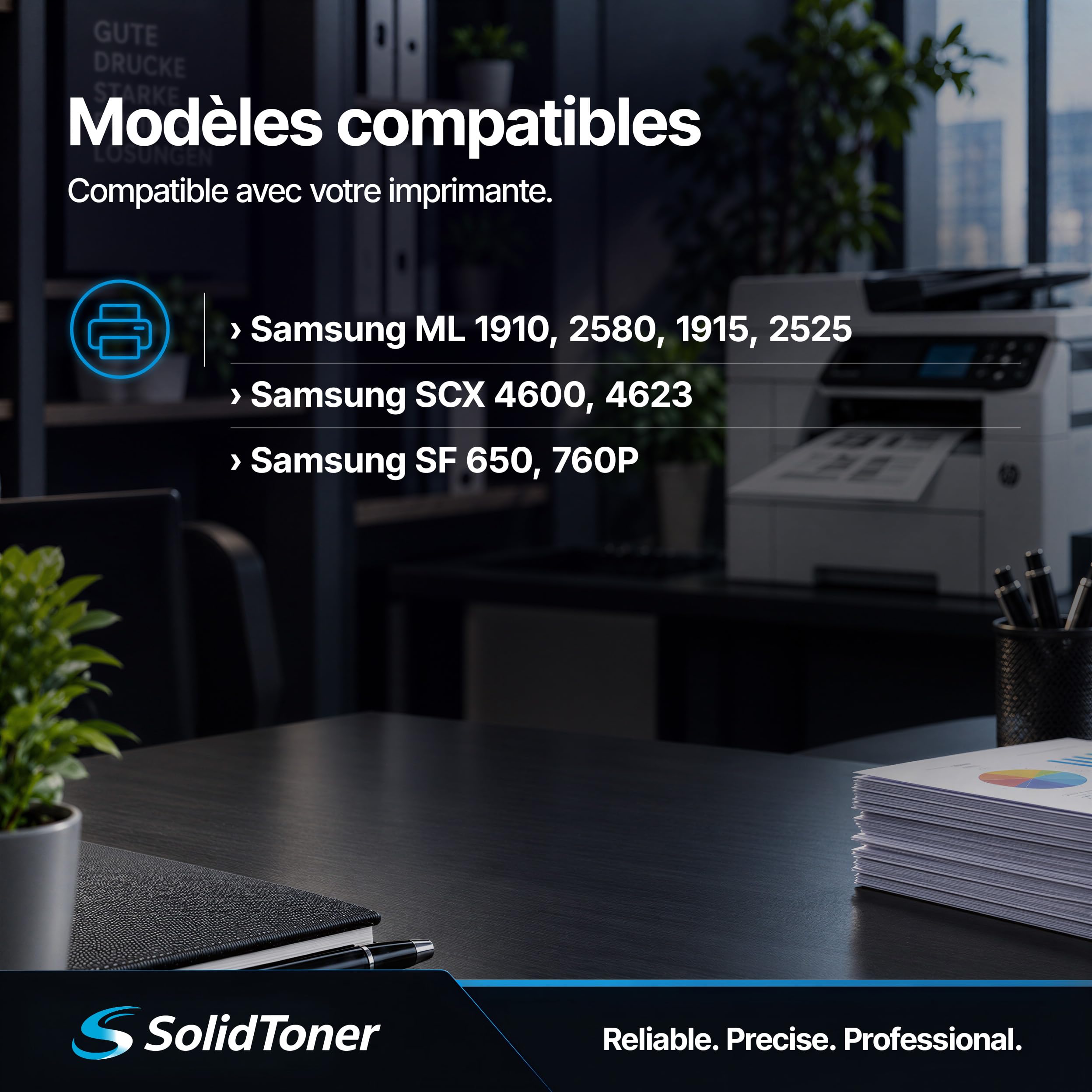 Lot de 2 Toners Noir 2 500 Pages remplace Samsung MLT-D1052L