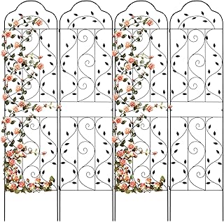 hogardeck 4 Packs 84 * 19 inch Metal Garden Trellis for Climbing Plants ...