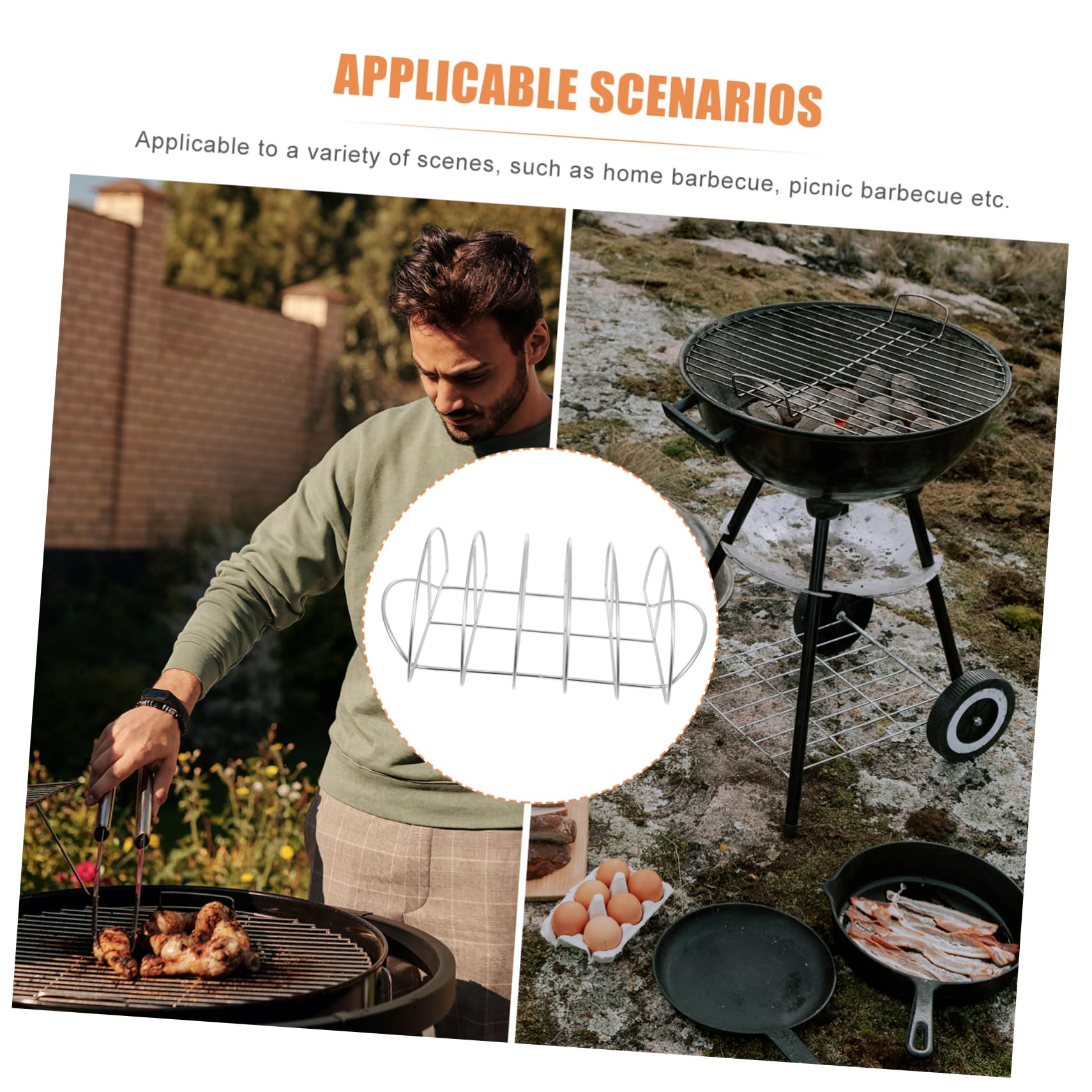 Toddmomy Griglia Barbecue 1 Pezzo in Acciaio Inox, Supporto Costine | Argento, Portatile, Assorbimento Rapido del Calore, per Picnic e Barbecue Domestico
