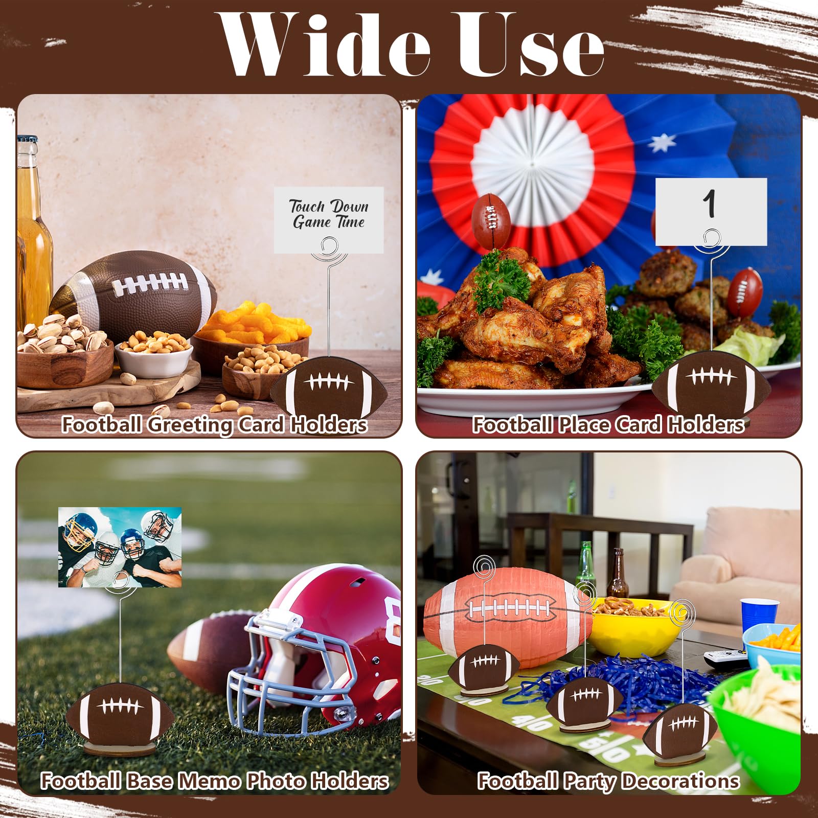 24 clips redondos de resina con base de pelota deportiva, soporte para números de mesa con forma de fútbol, soporte para fotos, soporte de notas de mesa, para fotos, menú, decoración de fiesta