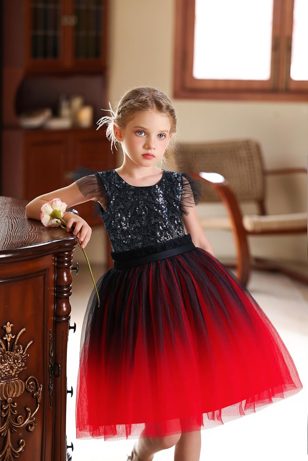 Girls Sequin Formal Dress Kids Fancy Sparkly Pageant Party Birthday Prom Princess Ball Gown Dresses for Girls - Image 2