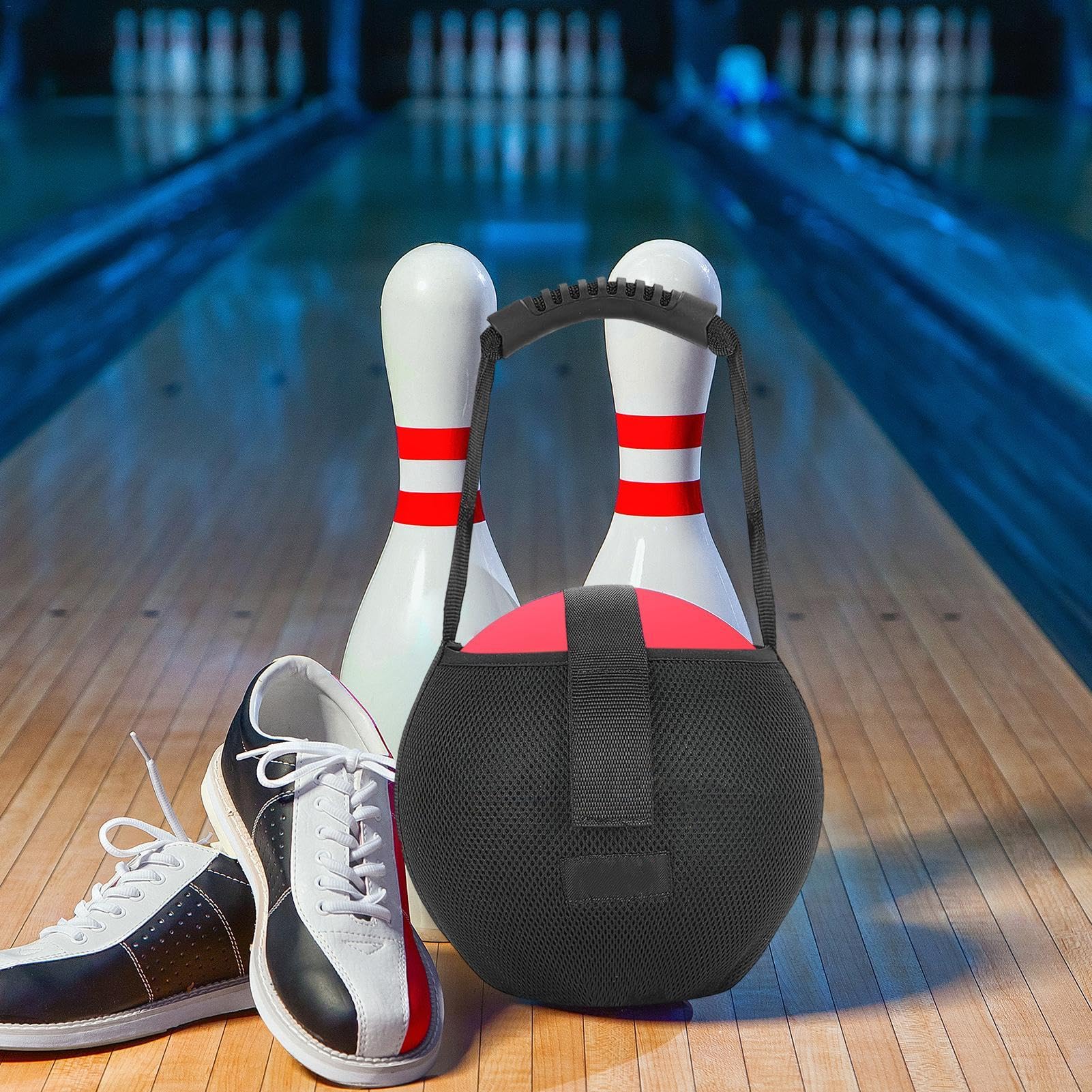 Bolsa de bolos individuales, 1 bowling. Soporte robusto para bolos. Red de bolsillo para pelotas individuales. Bolsas de bolos fáciles de llevar, seguras para competiciones, bolos avanzados