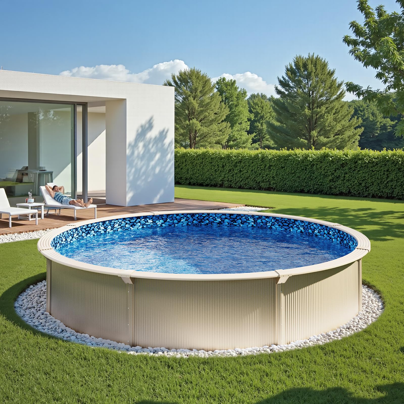 VEVOR Revestimiento para Piscina Elevada 640 cm Forma Redonda Cubierta para Piscinas de Vinilo Altura de Pared 132,1 cm Resistente al Desgarro con Lados de Acero Fácil instalación para Patio Jardín