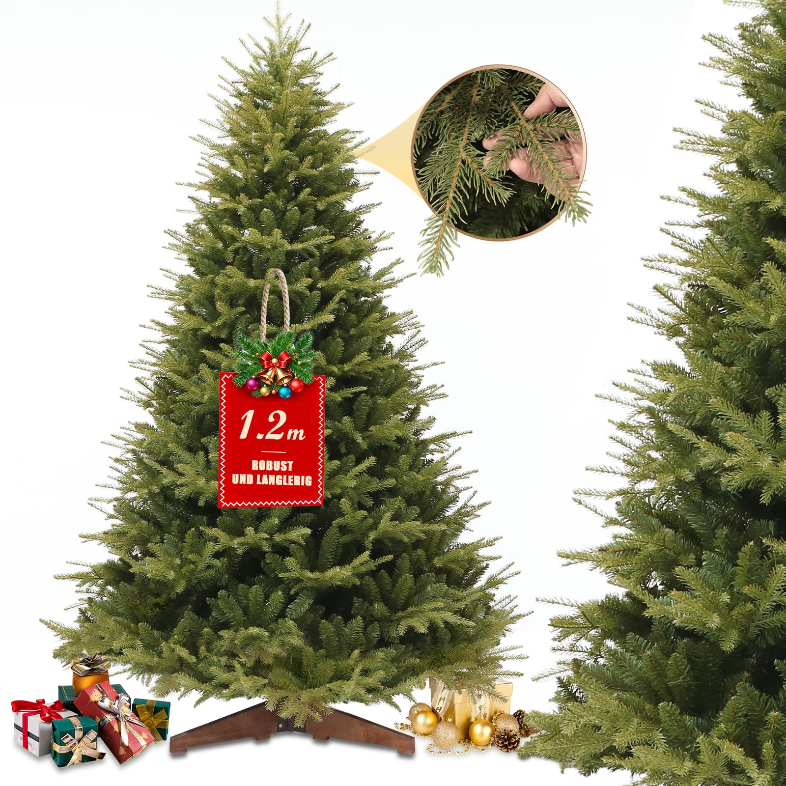 künstlicher tannenbaum schmücken Künstlicher Weihnachtsbaum mit Beleuchtung und weißem Schnee, LED Tann –  Poochy-Couture main image 1