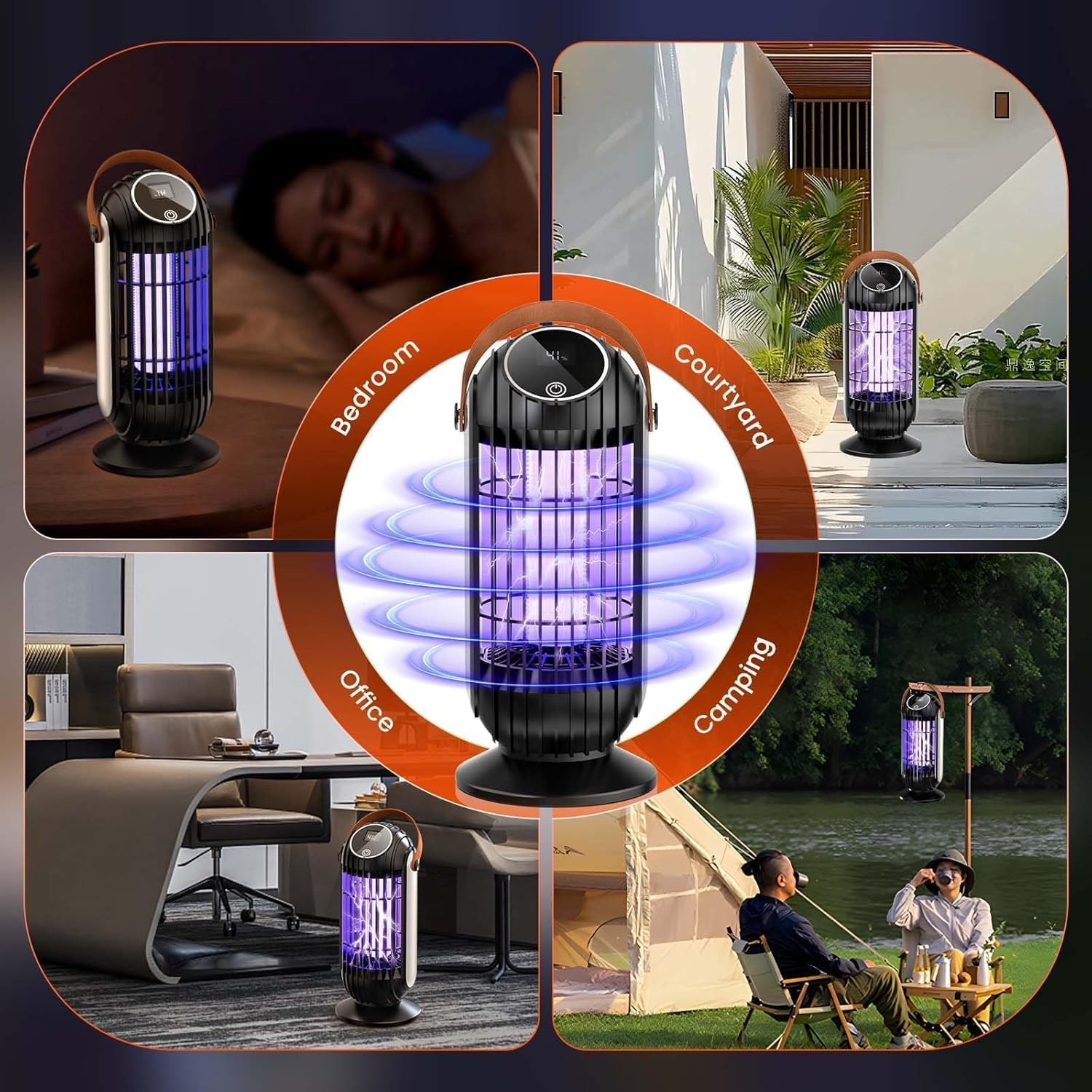Insektenvernichter Elektrisch, 4 Modi 2000V Mückenfalle, 4000mAh USB Mückenlampe 395nm UV Insektenfalle Insektenlampe Moskito Killer Lampe Elektrische Fliegenfalle Innenbereich für Aussen