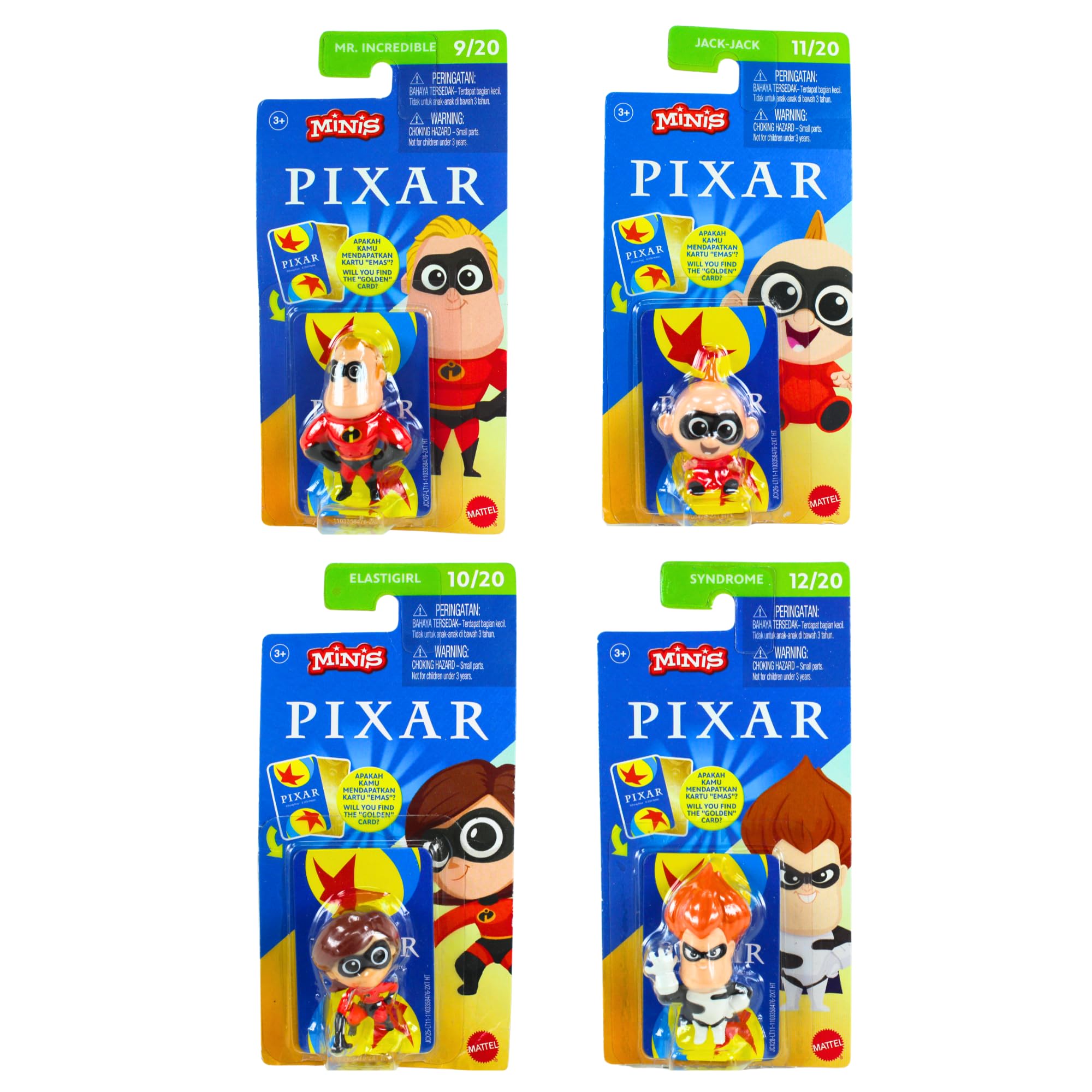 Disney Pixar Mini's 2.5" 6cm Collectible Character Play Figures Toy Story, Incredibles & Monsters Inc - (The Incredibles 4 Pack)
