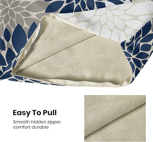 Miniatura 6 de GIOPAMGO Juego de 2 fundas de almohada azul marino y blanco de 16 x 16 pulgadas, decoración de casa de campo de dalia abstracta gris, fundas de