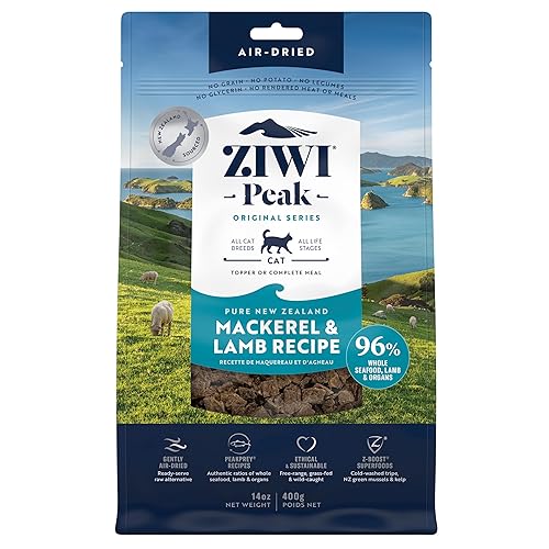 ZIWI Peak Air-Dried Cat Food – Mackerel & Lamb - All Natural, High Protein, Grain Free, Limited Ingredient w/ Superfoods (14oz) - Mackerel & Lamb - 14 Ounce (Pack of 1)