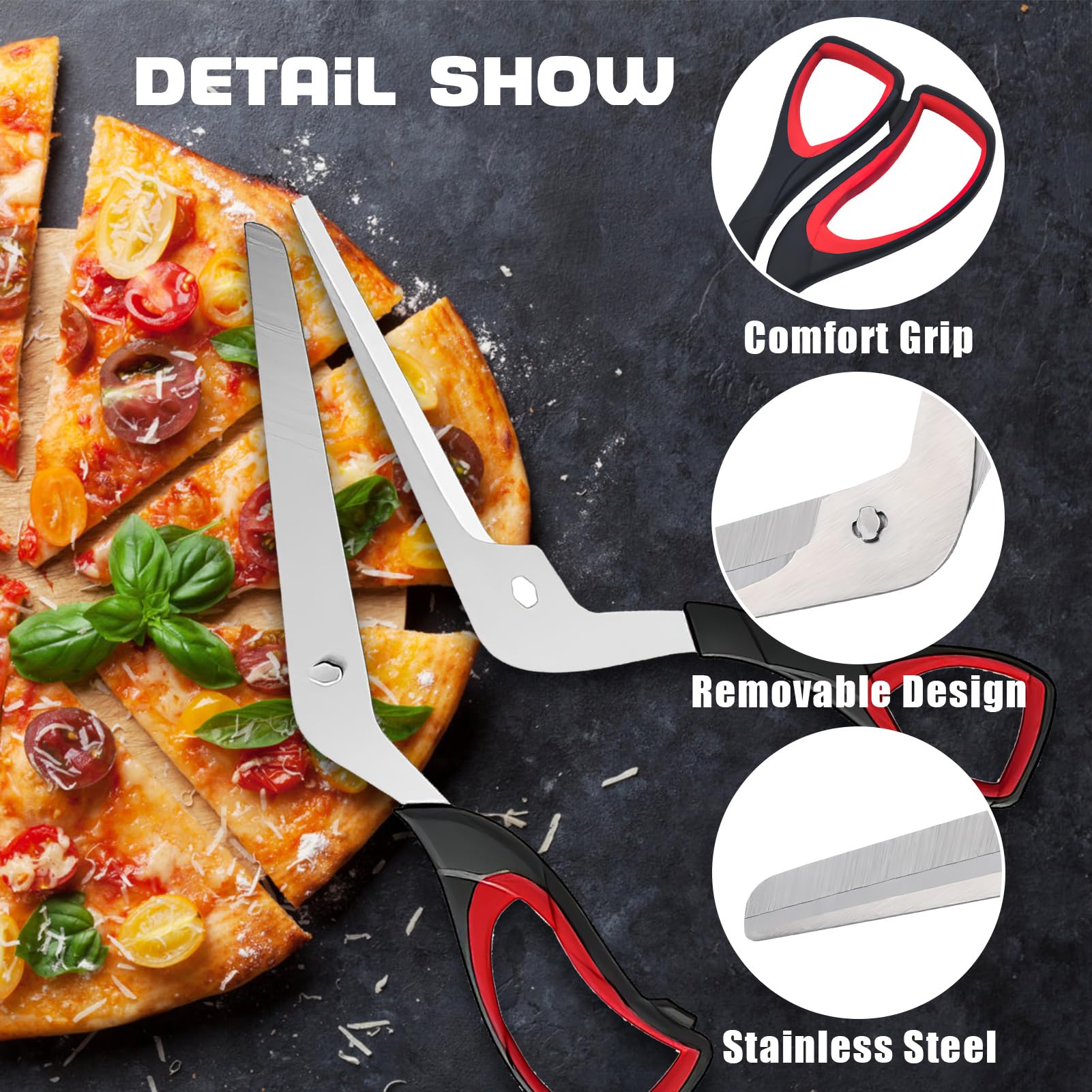 Forbici Per Pizza Con Pala Integrata | Lama Acciaio Inox 27 Cm | Multifunzione Per Taglio Pizza Spessa E Sottile