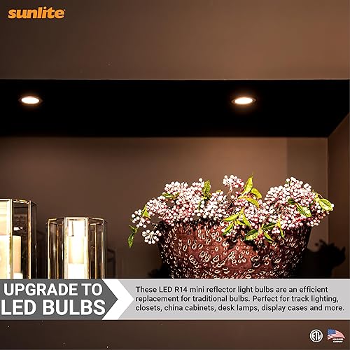 Miniatura 5 de Sunlite 80434-SU LED R14 Mini reflector foco, 4 vatios (equivalente a 25 W), 250 lúmenes, base mediana (E26), regulable, listado ETL, blanco cálido