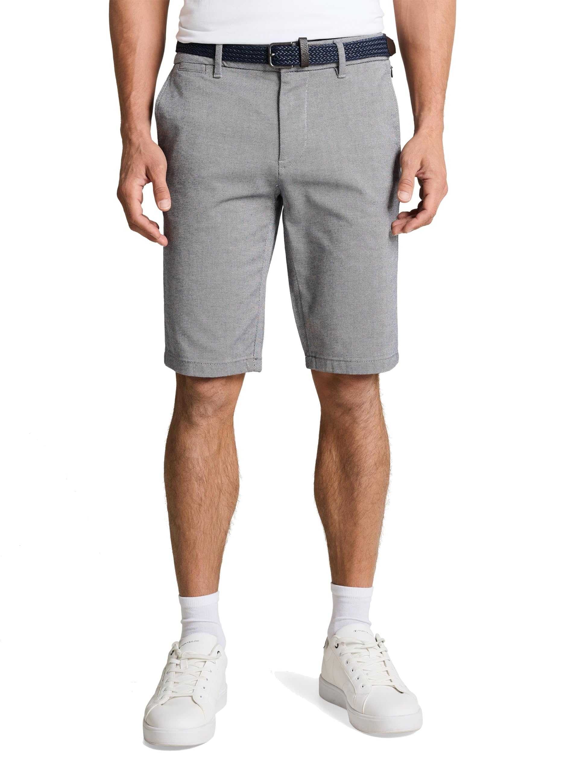 TOM TAILOR Men's 1049729 Bermuda Shorts, 32284-White Navy Zig Zag Structure, 31