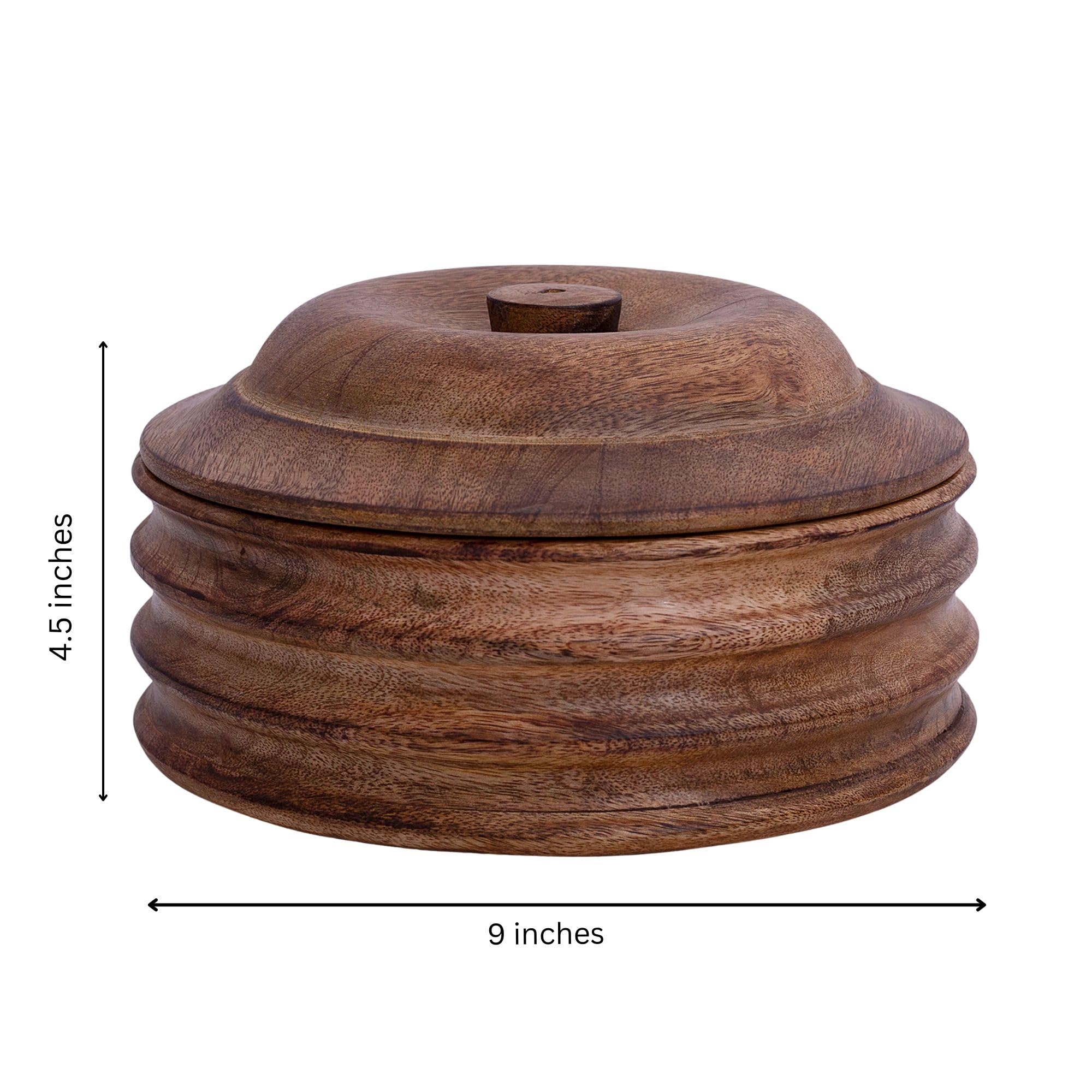Handgefertigter mexikanischer Tortilla-Stövchenkorb aus Holz indischer Chapati-Roti-Brothalter Box Pfannkuchen-Keeper-Serviergeschir Hot Pot Auflaufform Deckel Home Küche Essdekor, Antik Braun 23 x 11