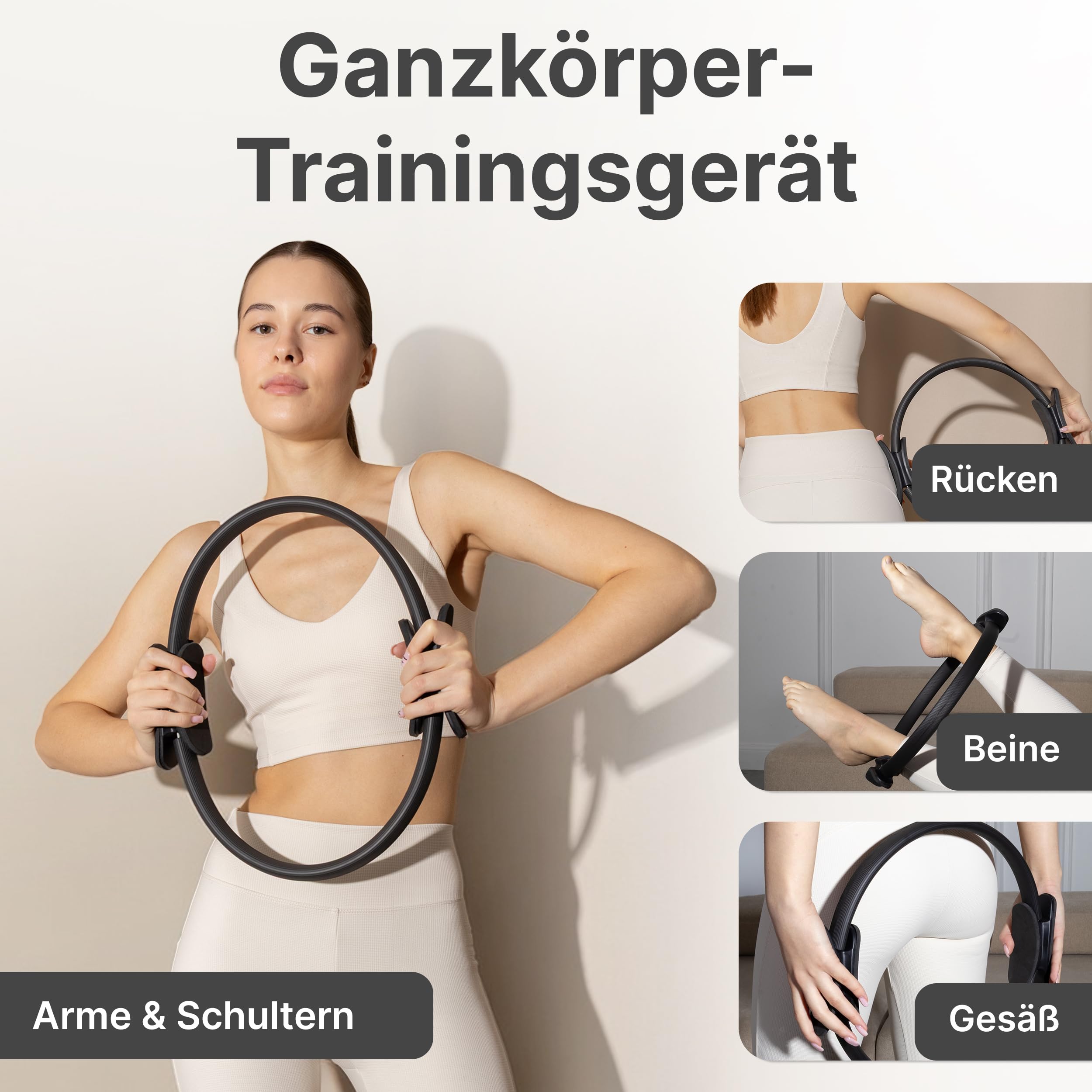 Pilates Ring - 37 cm Fitnessring für Beckenboden, Core und Beine, Widerstandsring für Zuhause, Trainingsring im Essential Kit, Magic Circle für Stretching & Yoga