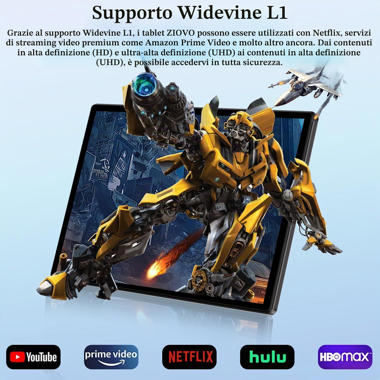 ZIOVO Tablet Android 14 Tablet 10 Pollici, 22GB RAM+128GB ROM (TF 1TB), 5G WiFi Tablet, Widevine L1/Octa-Core/8000mAh/Corpo Metallico/8+5MP/Supporto Netflix, 2 in 1 Tablet con Tastiera e Mouse- Nero
