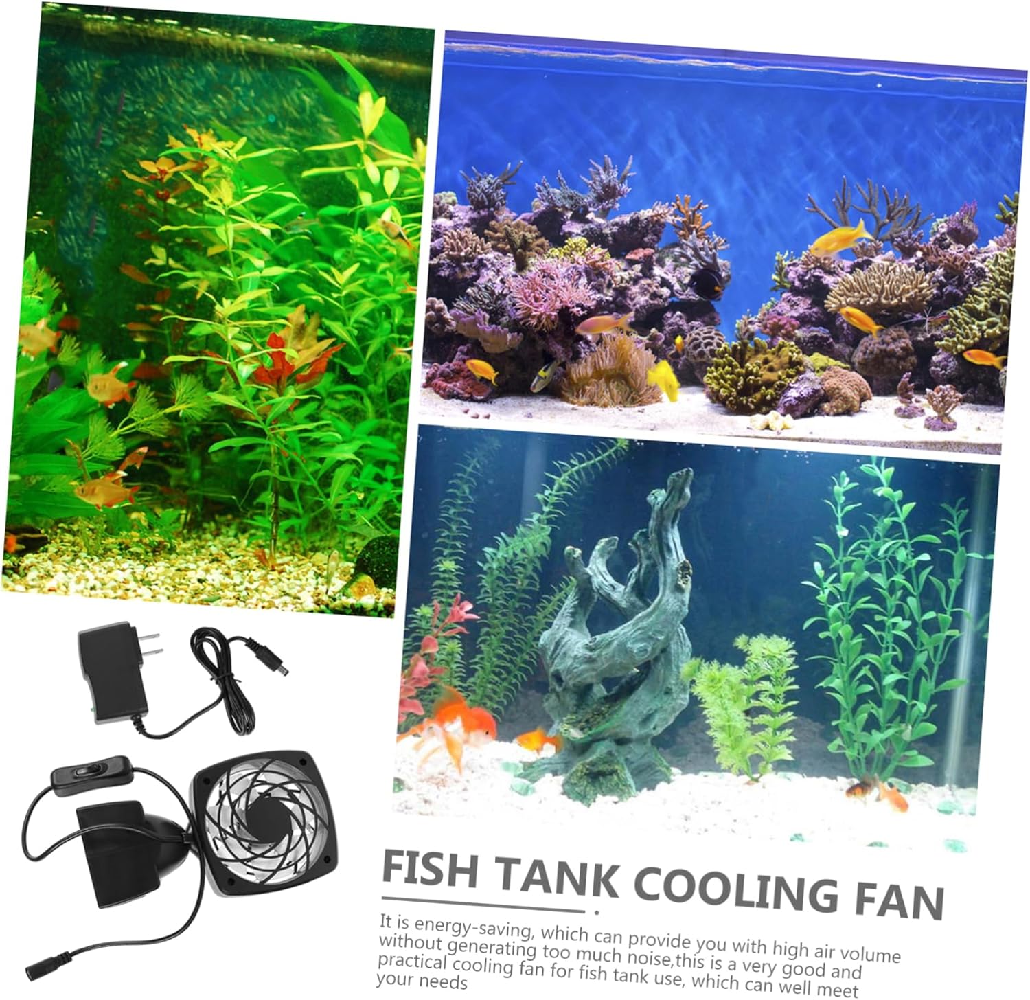 Generic Aquarium Cooling Fan Electrolysis Water Testing Tool Portable Water PH Tester Decorative Lights Fish Tank Cooling Fan for Saltwater Freshwater