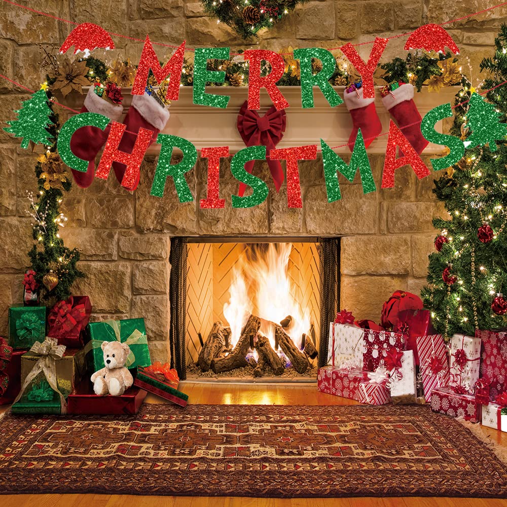 Drink Up Christmas Banner - Glittery Holiday Garland With Grinches Design - 3 Meter Rope For Party Decor