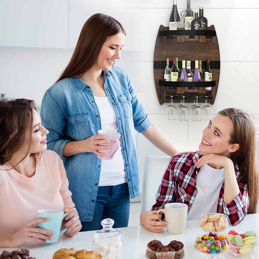 Amazon.com: Gtouse Wooden Wine Rack Barrel,Vintage Wine Rack