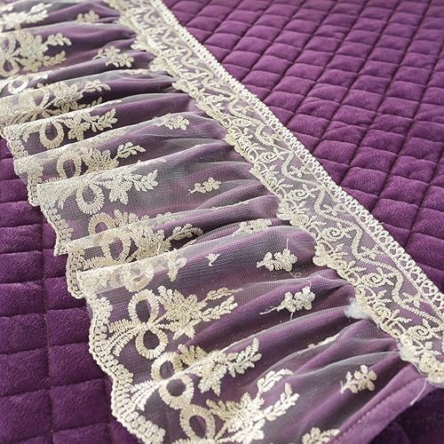 Miniatura 5 de vctops 2 fundas para reposabrazos de felpa de terciopelo con volantes de encaje, fundas suaves y antideslizantes de lujo para sillas, sofá,