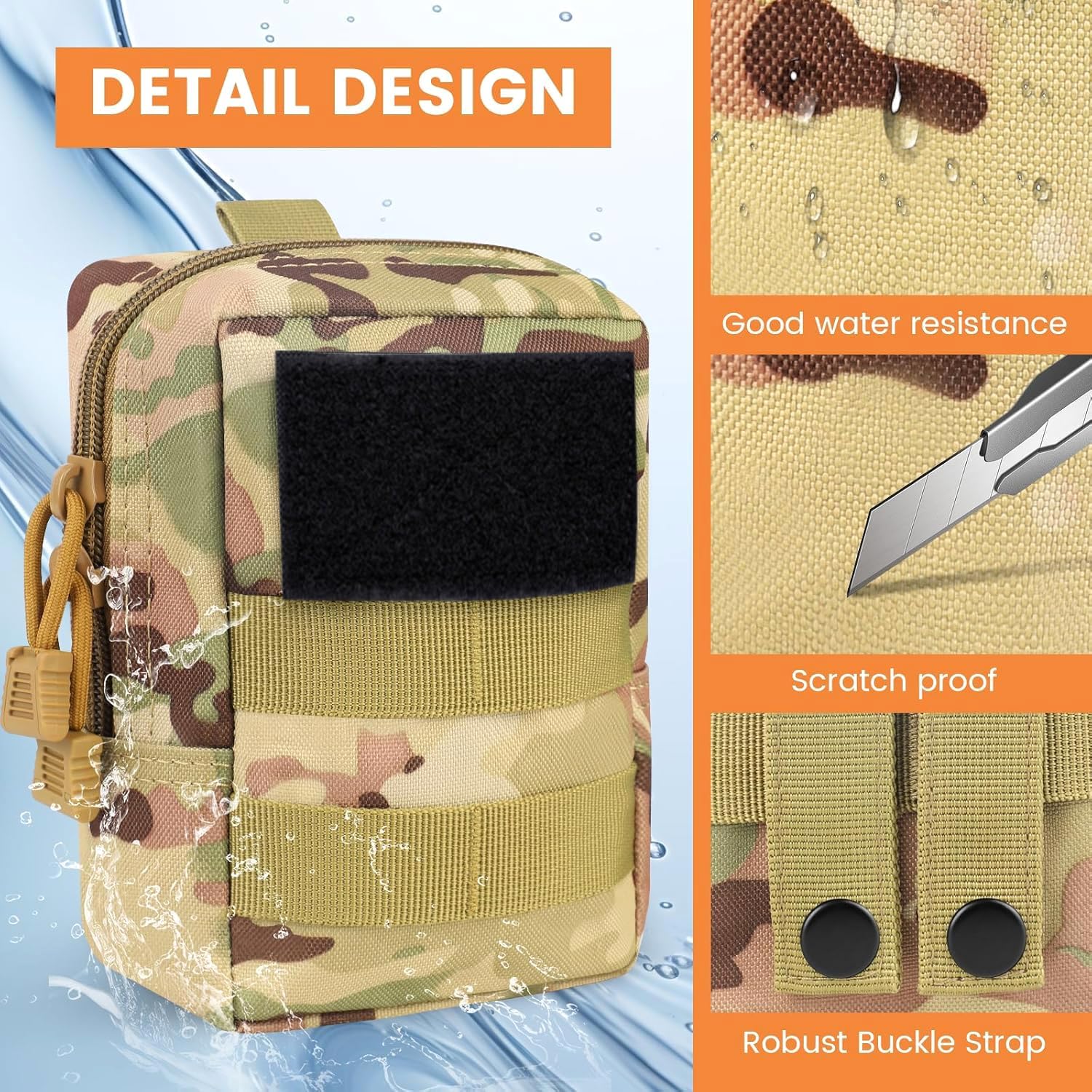 Molle Pouches, bolsa tática, bolsa de nylon EDC com compatibilidade MOLLE, bolsa de cintura para pendurar cinto de transporte militar CP Molle Pouches, bolsa tática, bolsa de nylon EDC com compatibilidade MOLLE, bolsa de cintura para pendurar cinto de transporte militar CP