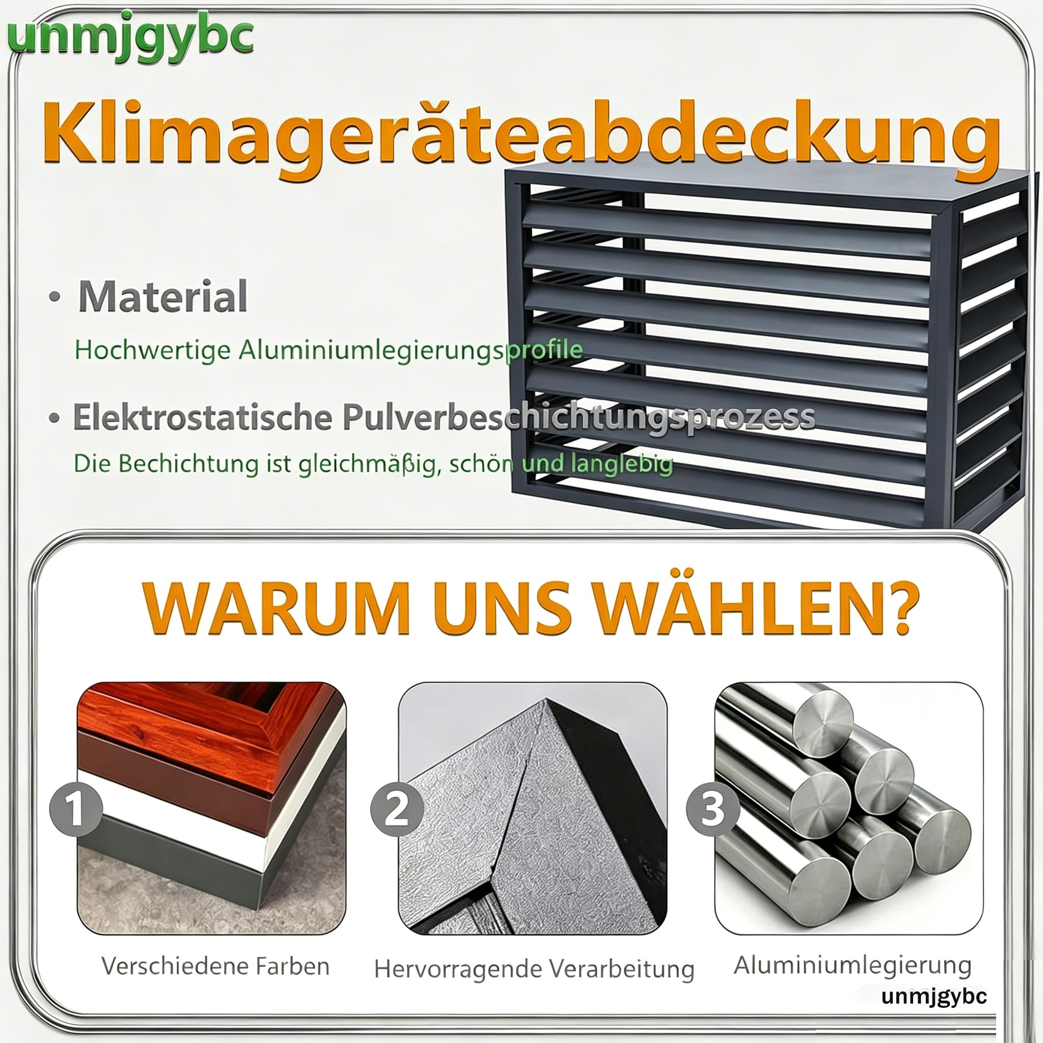 Klimageräteabdeckung Außengerät mit fester Abdeckung, aus Aluminiumlegierung rostbeständig, regenfest und laubfest, keine Beeinträchtigung der Lüftung für Einheiten 2~3PS(Schwarz, 110×60×80cm)
