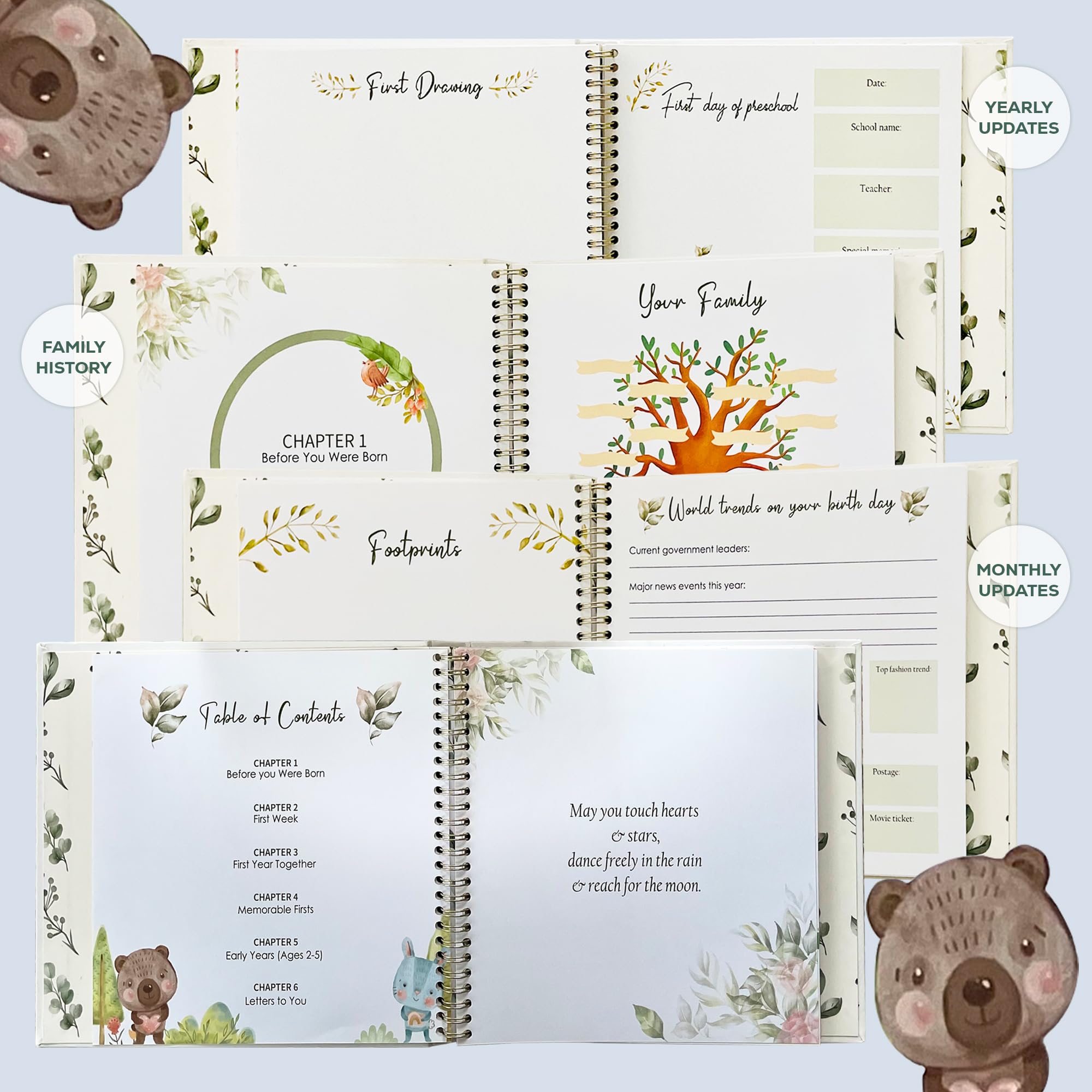 Printable Baby Year Book Baby Monthly Milestone Editable Baby Memory Book  Printable Baby, image size:2000x2000