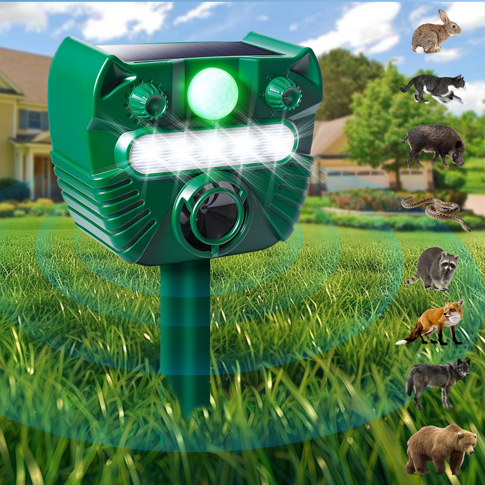 Repellente Gatti,Ultrasuoni per Gatti,Ricarica solare e USB - Frequenza Regolabile - Impermeabile,uovo Ultrasuoni Solare Repellente Gatti Repeller per Piccioni,Uccelli,Cani,Topi,Volpi