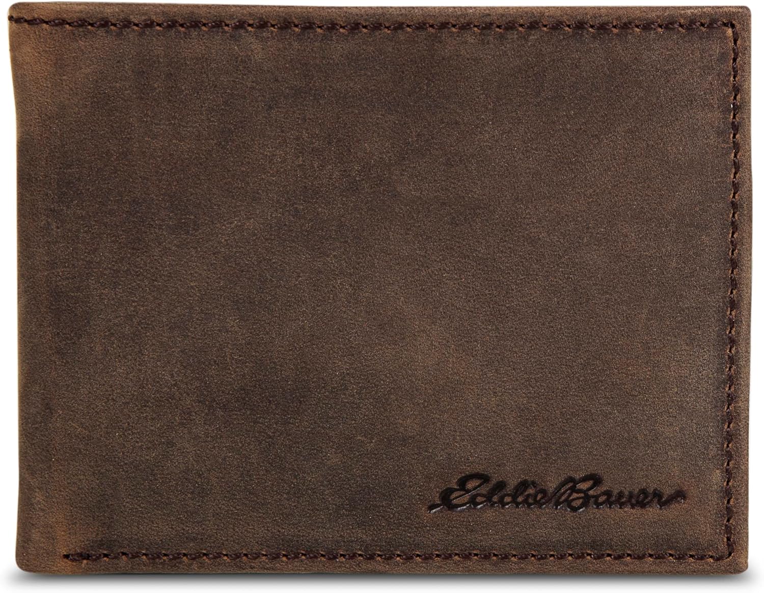 Eddie Bauer Men's Rugged Leather Bifold Wallet | Money Clip | RFID Protection | ID Window | Genuine Leather | EDC