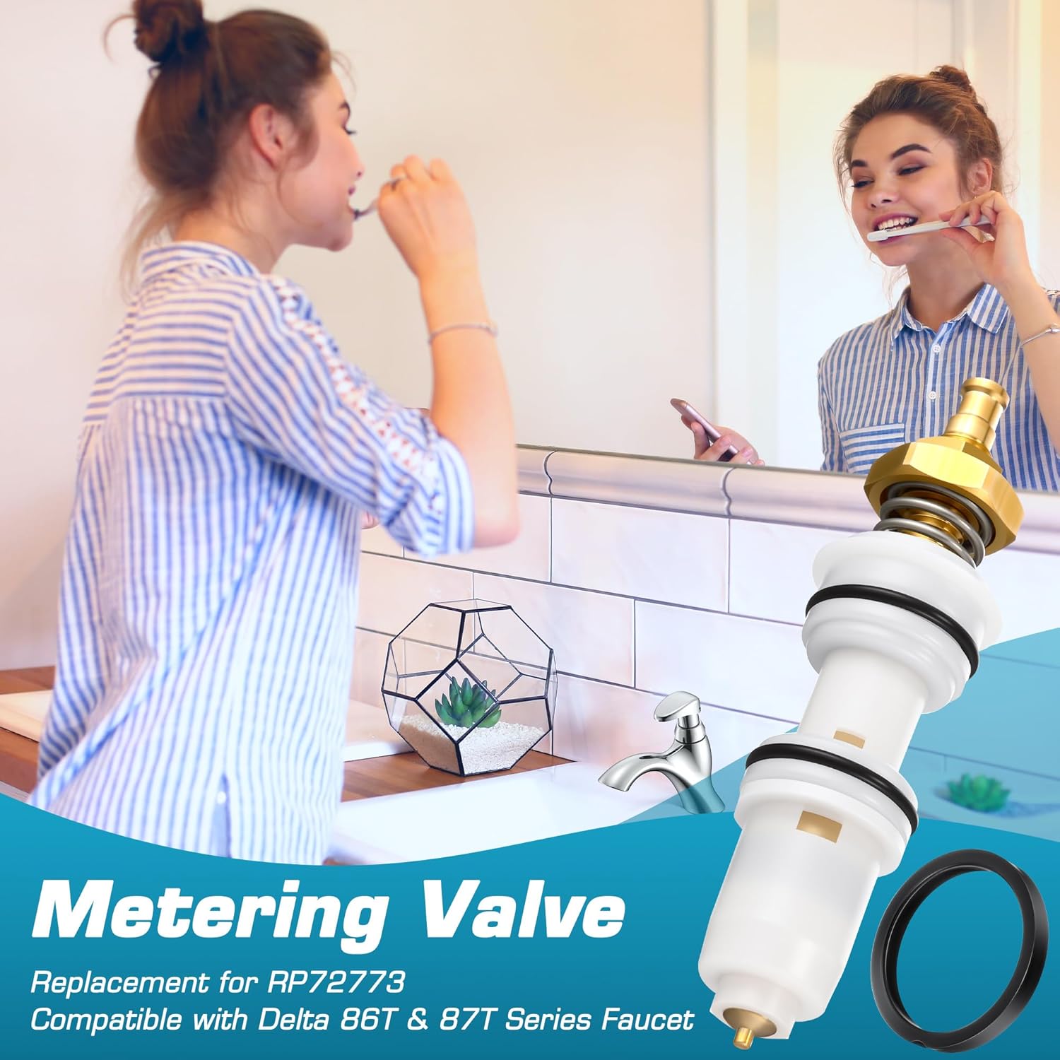 Enhon Metering Valve Compatible with RP72773, Compatible with Delta 86T & 87T Series Slow Close Bathroom Faucet, Valve assembly Metering Cartridge Replacement(4 Pack)