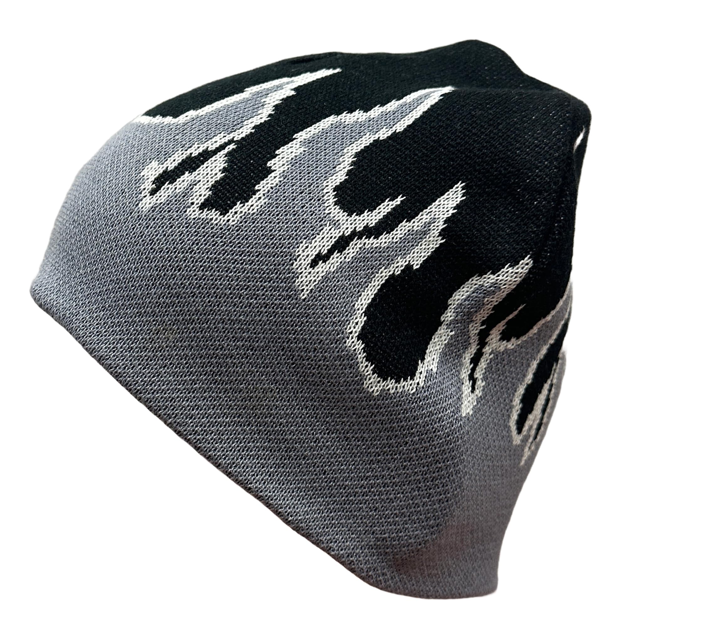 COUVER Flame Fire Design Cuffless Beanie Hat Ski Beanie Hat - Gray Fire