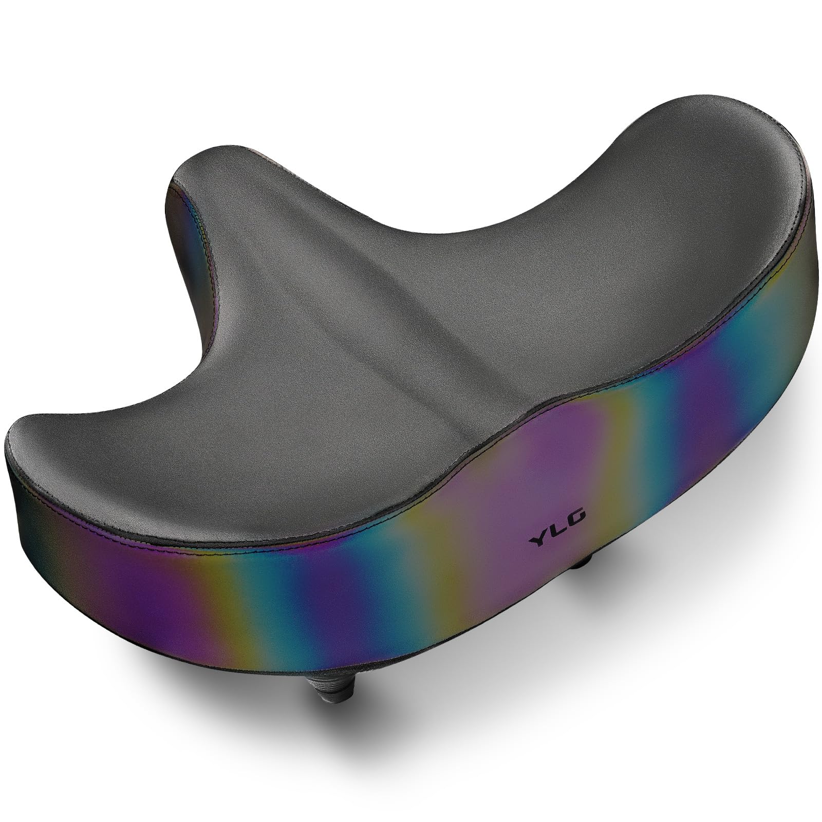 YLGOversized Bike Saddle, Comfort Seat Cushion Bike Accessories for Peloton, Road or Exercise Bikes, Rainbow Reflective, Wide Bicycle Accessories Saddle for Men, Women
