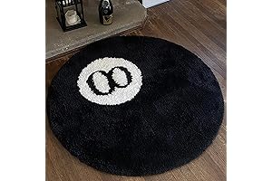 8 Ball Rug, 23.6" Non-Slip Flocking Floor Eight Ball Carpet