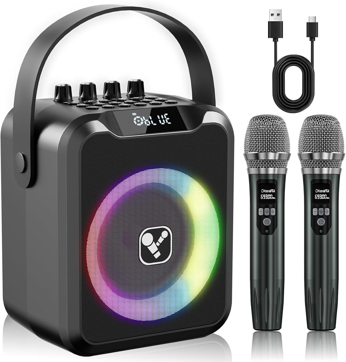 Amazon.com: Portable Karaoke Machine with 2 Wireless Microphones