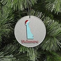 Vista 36 de Vermont Christmas Ornament - Winter Theme Featuring Snow, State Terrain Map and Santa Cap - 2025 Hanging Acrylic Disc Decoration For Tree - Unique