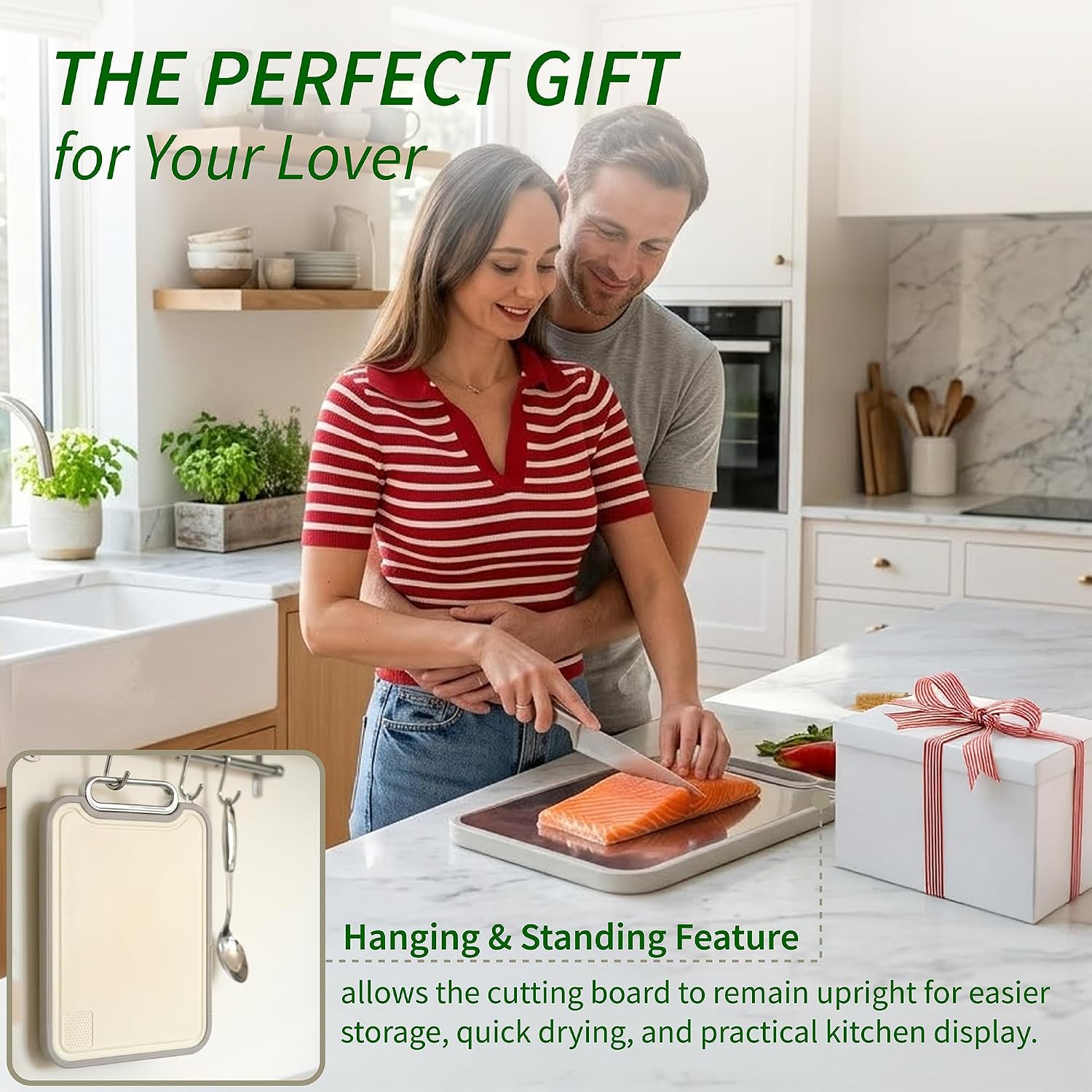Titanium Cutting Boards for Kitchen - Metal Cutting Board with Chef Knife, 2-in-1 Pure Titanium & Food Grade PP, Meat Chopping Board, Large Cutting Board, 16” × 11” (Titanium)