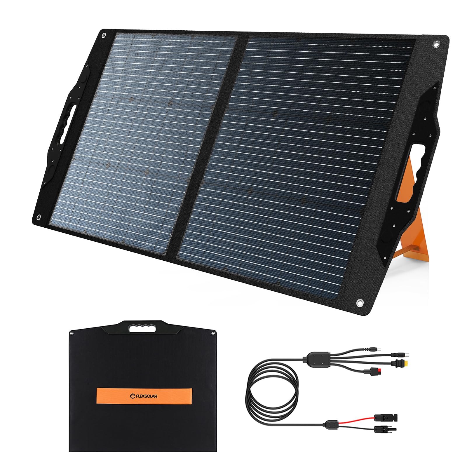 100W Portable Solar Panel,Foldable Solar Charger with USB/Type-C/DC Port,Compatible with Phones/Laptop/Power Station for Camping,Hiking,RV,Off-Grid Home