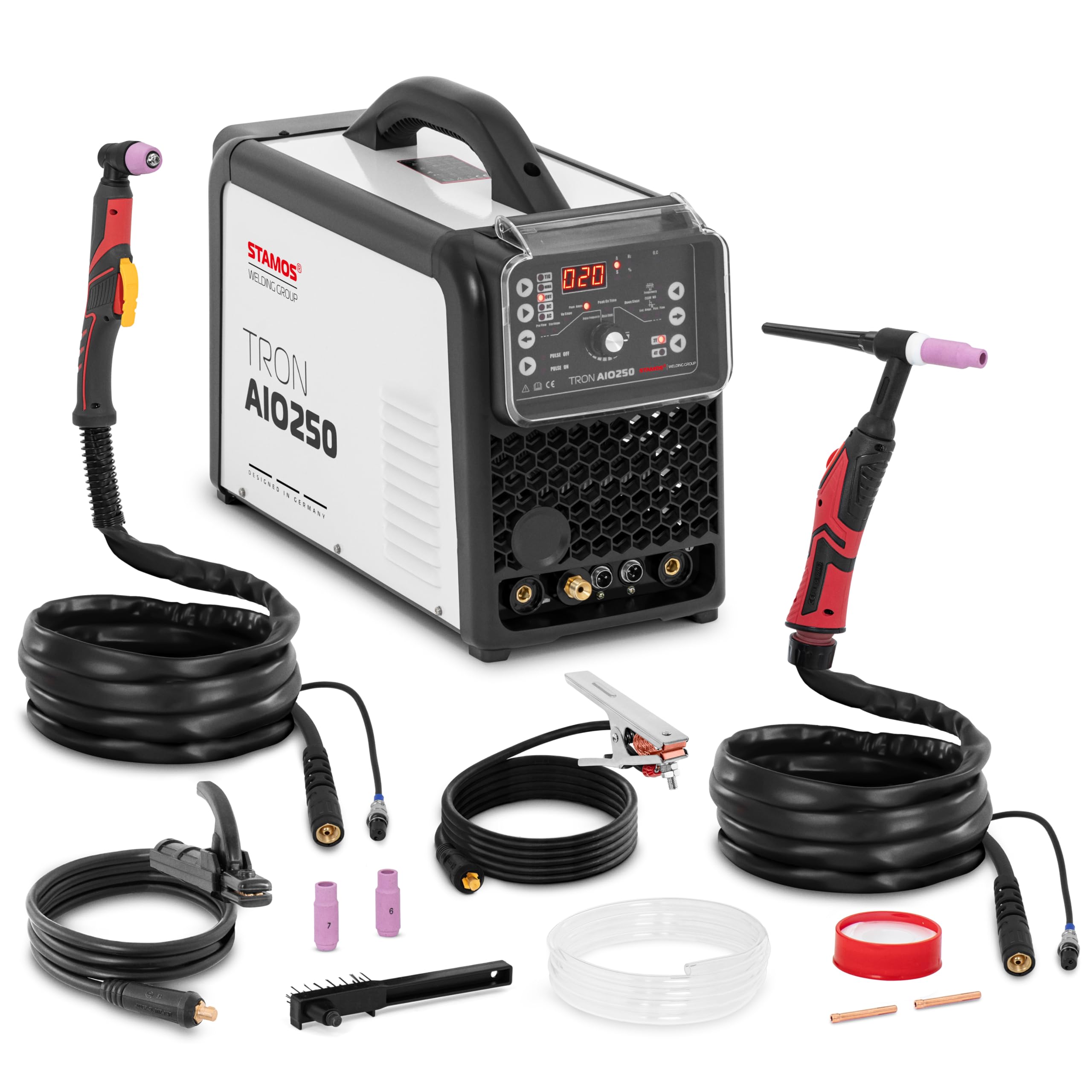 Stamos TRON AIO250 Máquina soldadora multiproceso TIG AC DC MMA 250 A CUT 50 A Ciclo de trabajo del 60% Soldador combinado Equipo de soldadura profesional 3 en 1